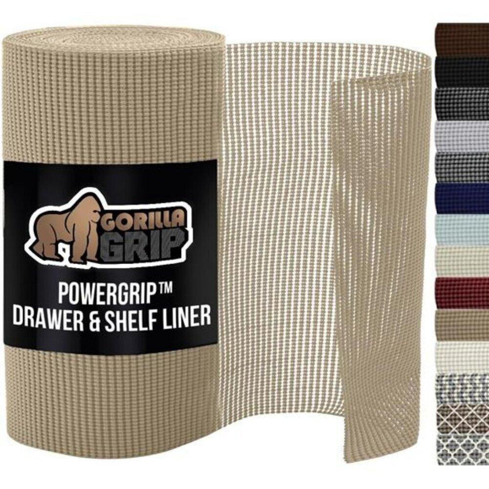 Beige Non Slip Shelf Liner 12 x 20 Feet Drawer Cabinet Liner Kitchen Storage Mat